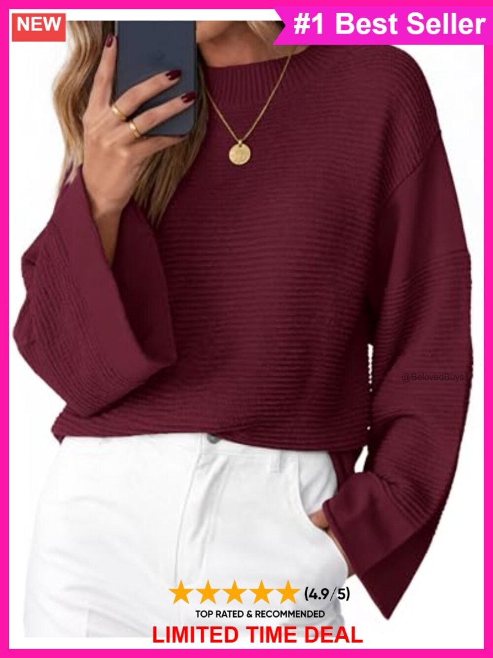 Oversized Chunky Ribbed Knit Sweater Pullover Long Sleeve Crew Neck